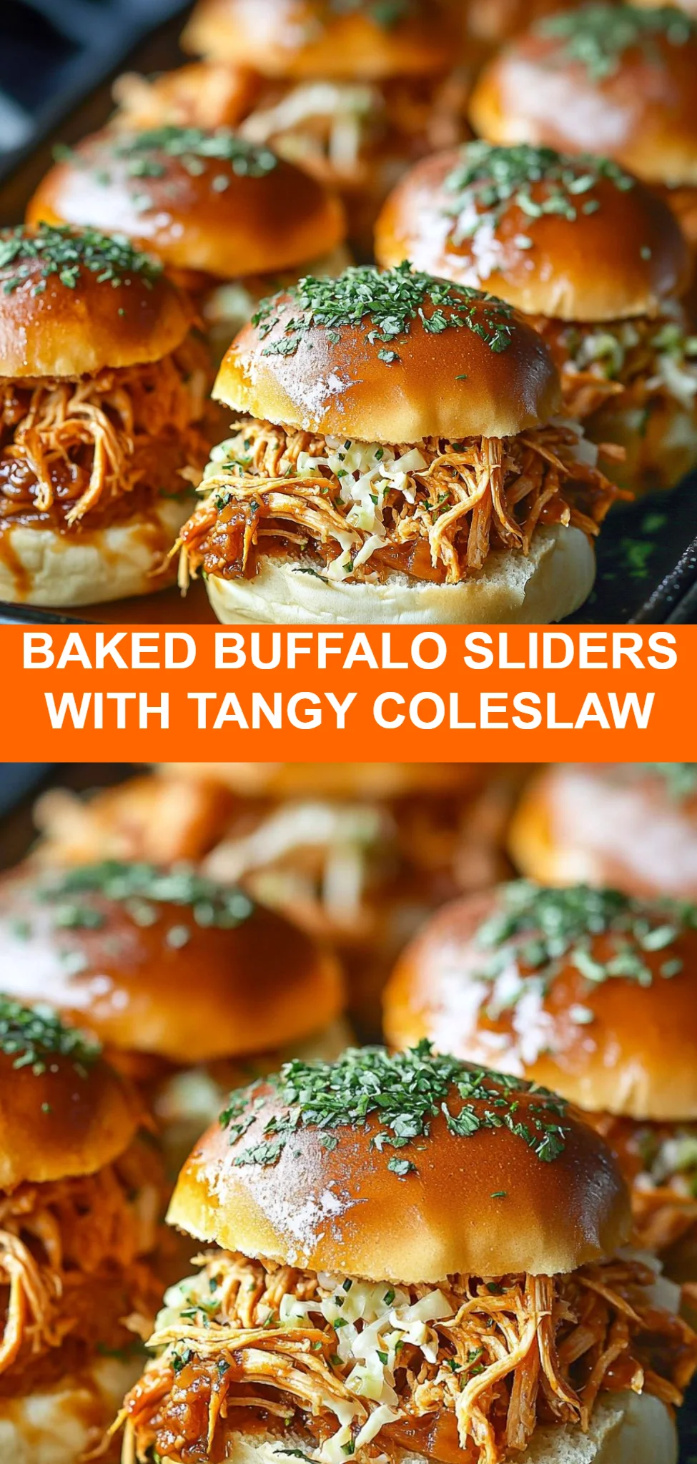 Baked Buffalo Sliders with Tangy Coleslaw
