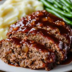 Delicious beef meatloaf made with Ritz crackers, garnished and ready to serve.