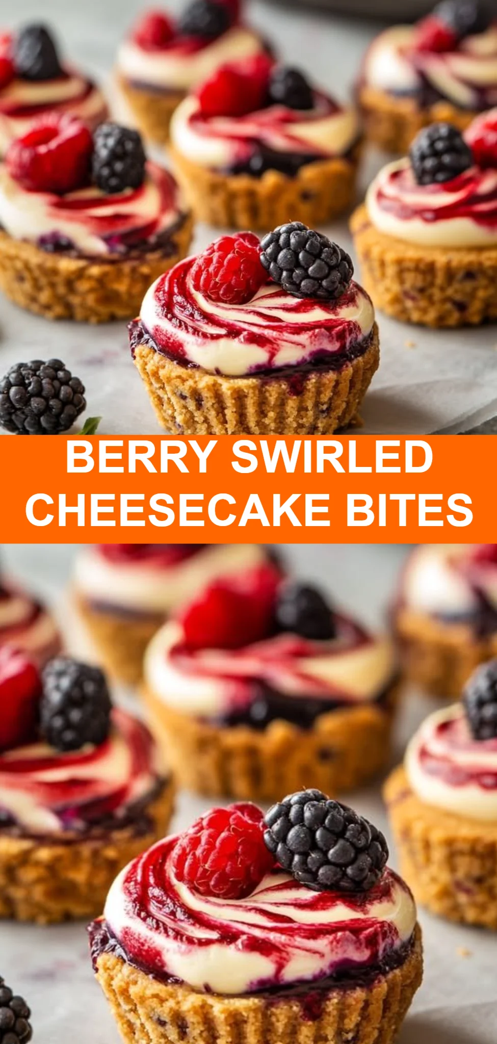 Berry Swirled Cheesecake Bites