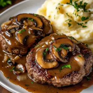 Bobby Flay's mouthwatering Salisbury steak served with savory gravy.
