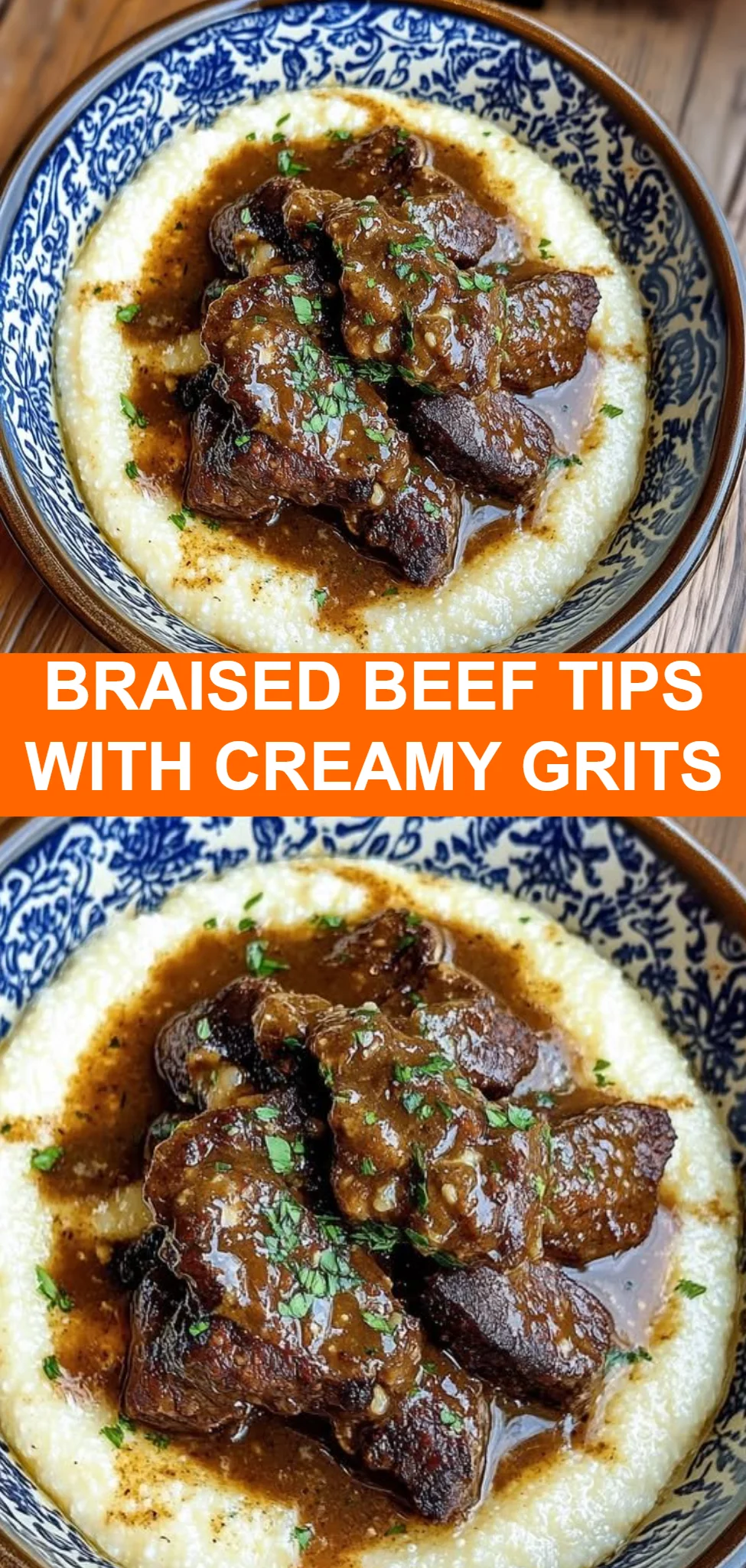 Braised Beef Tips with Creamy Grits