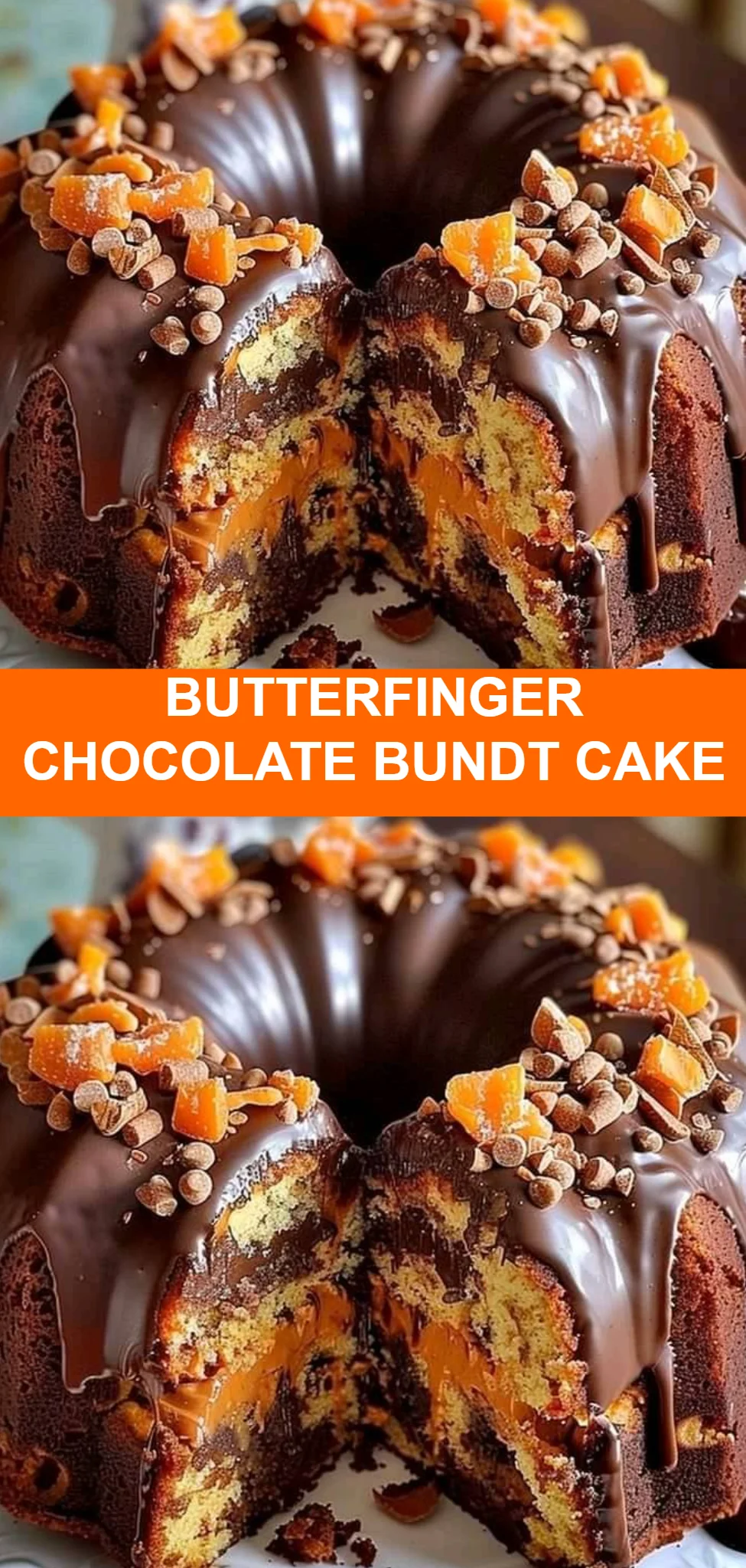 Butterfinger Chocolate Bundt Cake