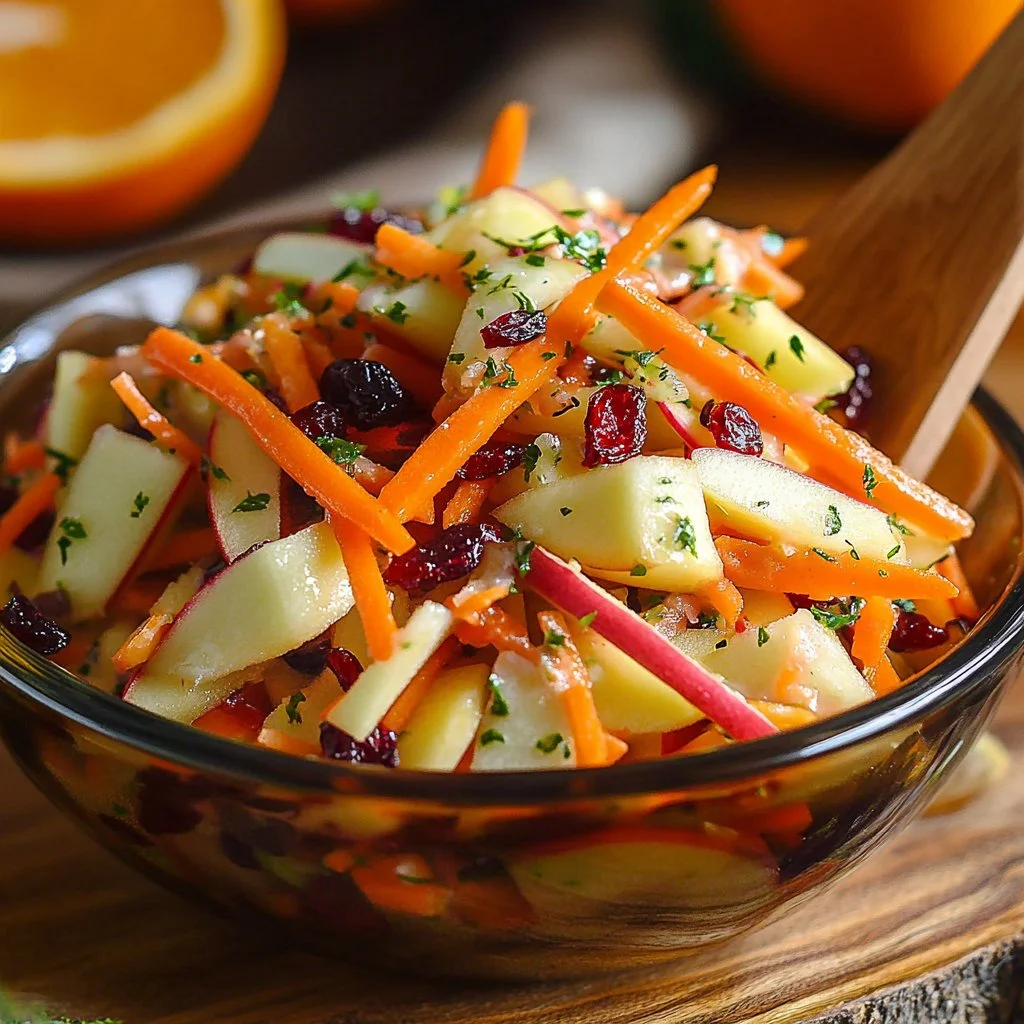 Delicious Carrot Apple Cranberry Mandarin Salad with vibrant colors and fresh ingredients.