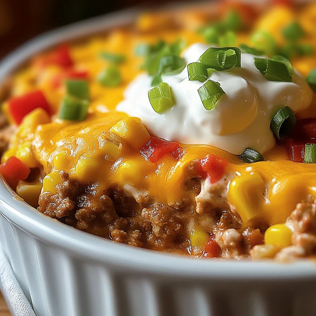Delicious Cattle Drive Casserole served in a rustic dish