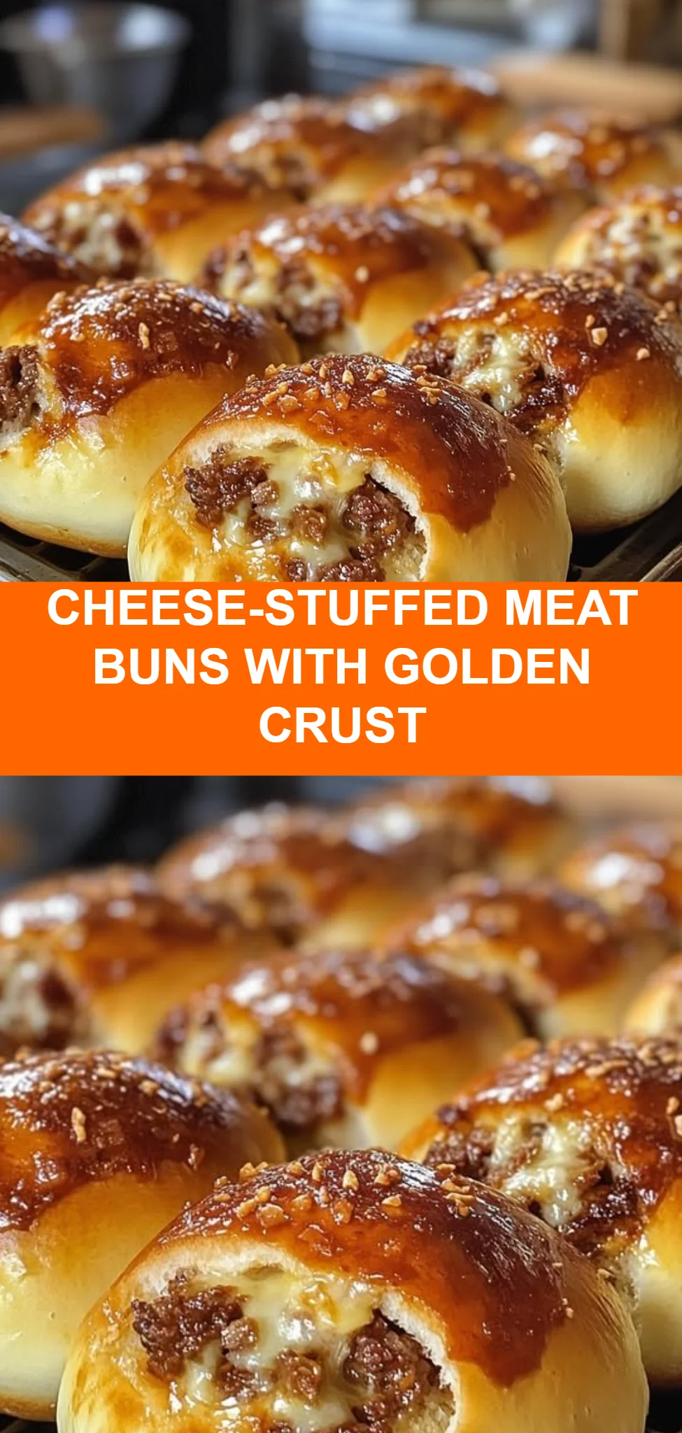 Cheese-Stuffed Meat Buns with Golden Crust