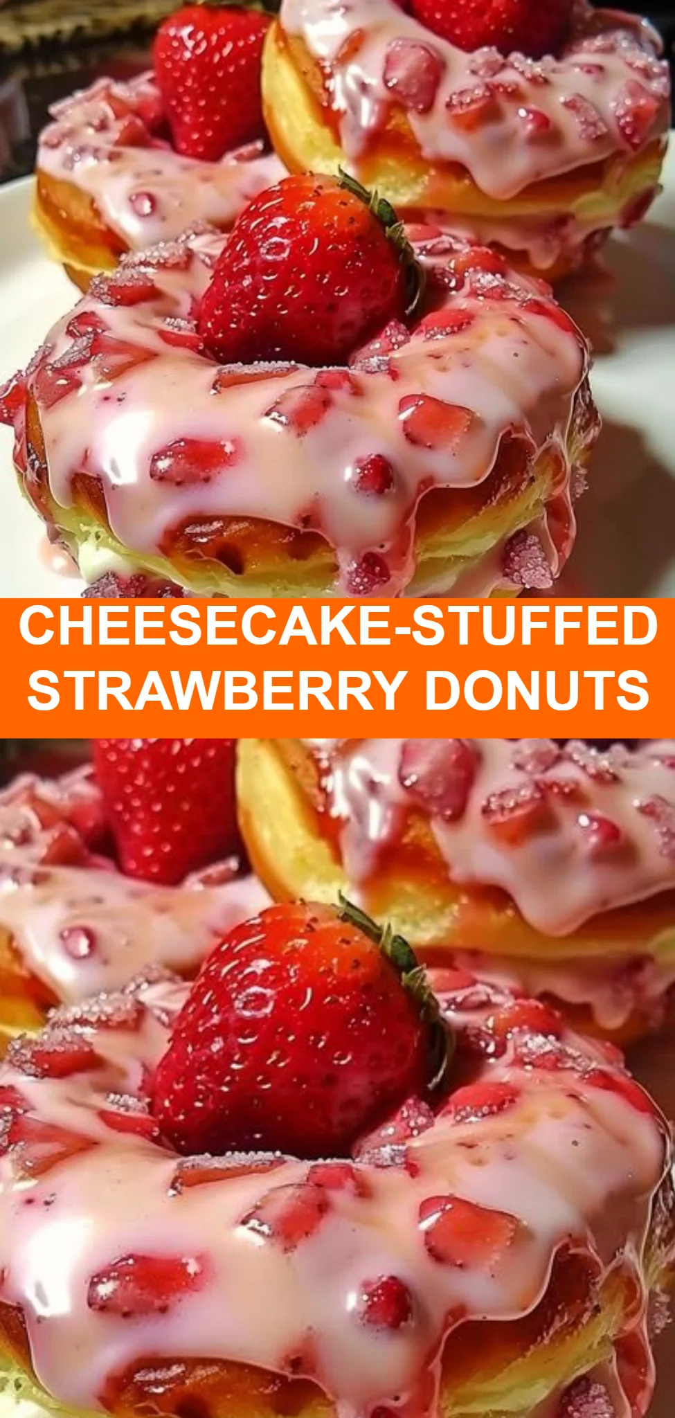 Cheesecake-Stuffed Strawberry Donuts