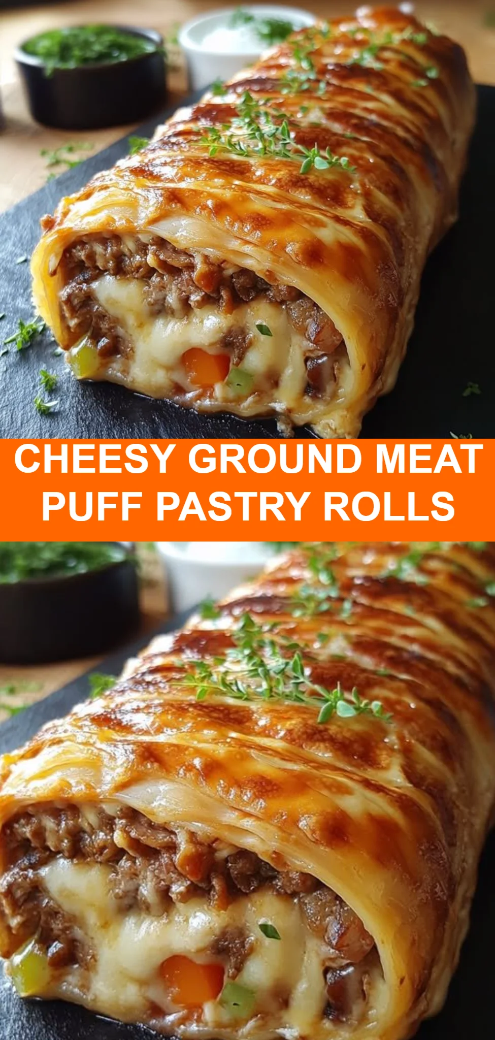 Cheesy Ground Meat Puff Pastry Rolls