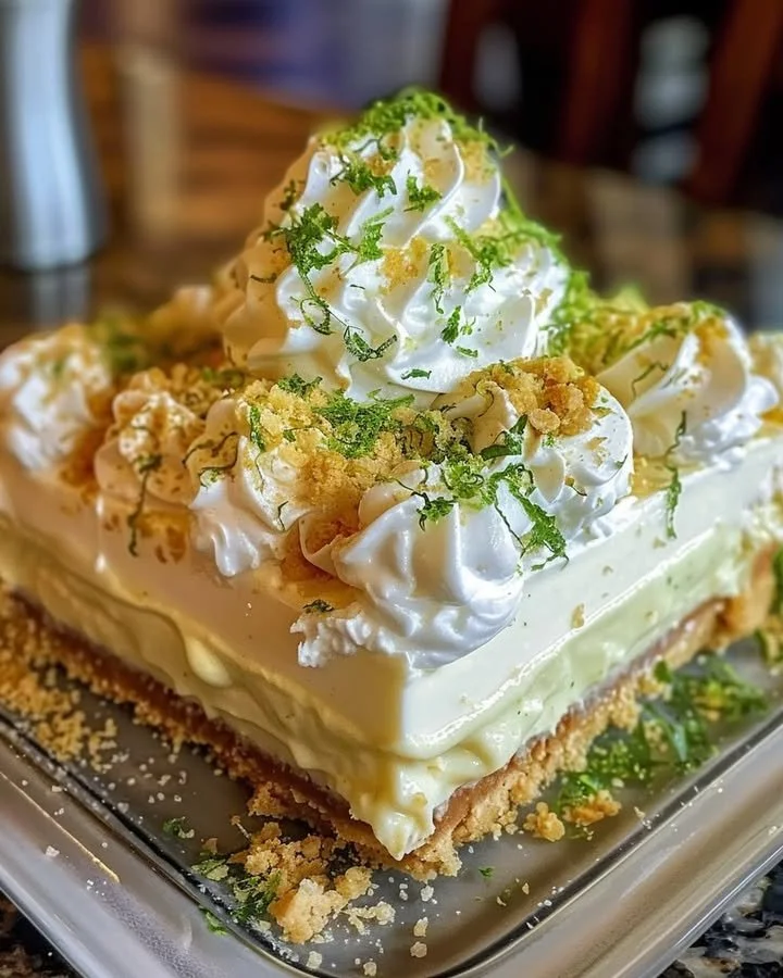 Delicious Citrus Lime Pie Parfait layered with fresh lime zest and whipped cream.
