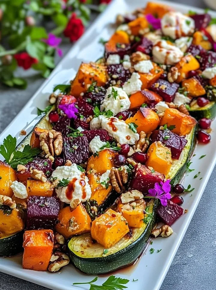 Cranberry chili zucchini boats filled with a spicy and tangy mixture