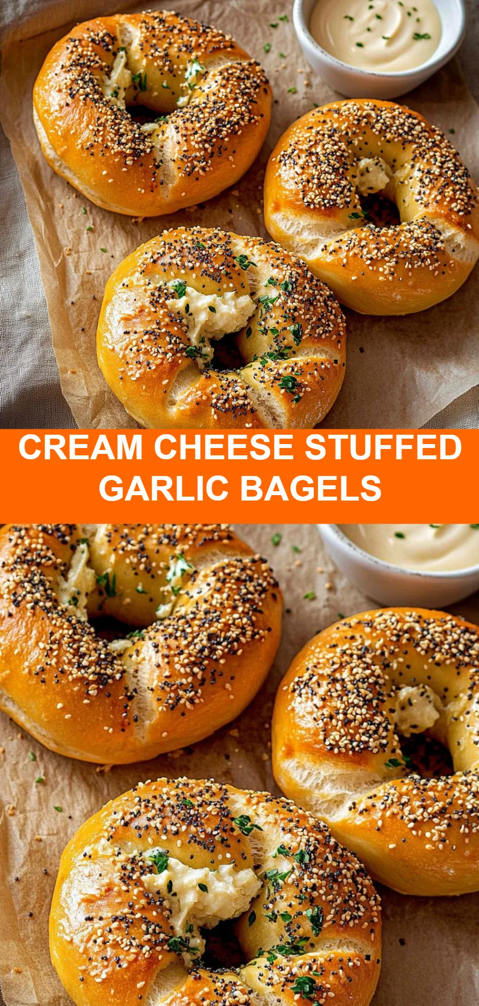 Cream Cheese Stuffed Garlic Bagels