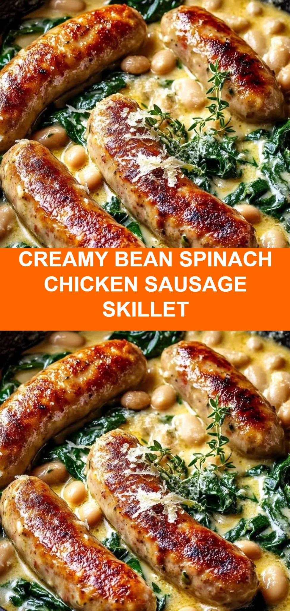 Creamy Bean Spinach Chicken Sausage Skillet