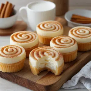 Delicious creamy cinnamon roll cheesecake bites served on a plate