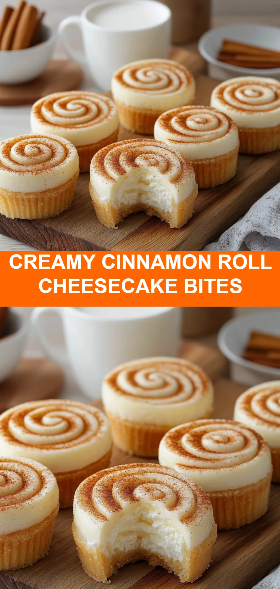 Creamy Cinnamon Roll Cheesecake Bites