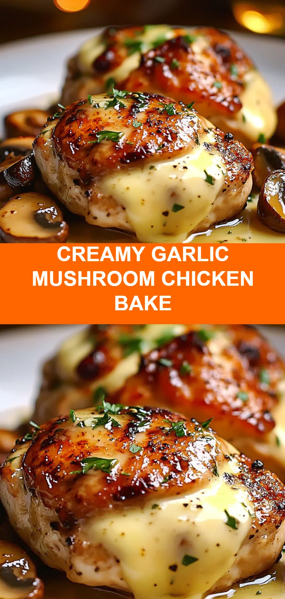 Creamy Garlic Mushroom Chicken Bake