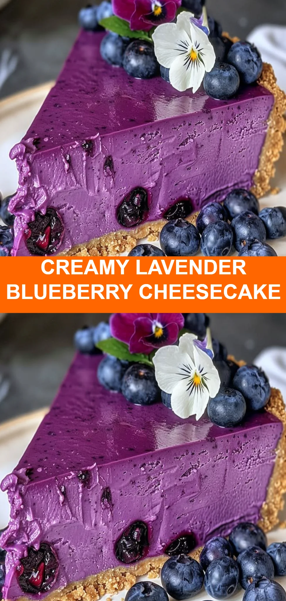 Creamy Lavender Blueberry Cheesecake
