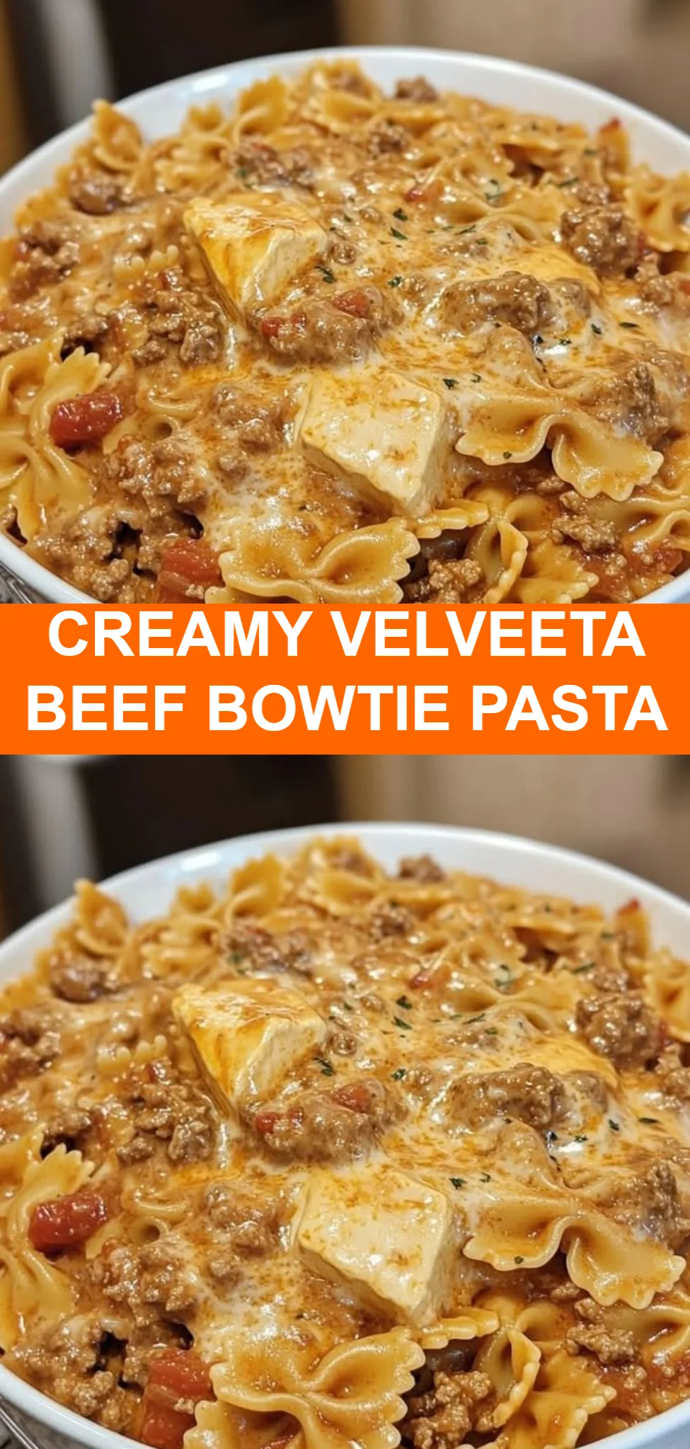 Creamy Velveeta Beef Bowtie Pasta