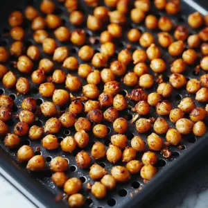 Crispy air fryer chickpeas served in a bowl with spices