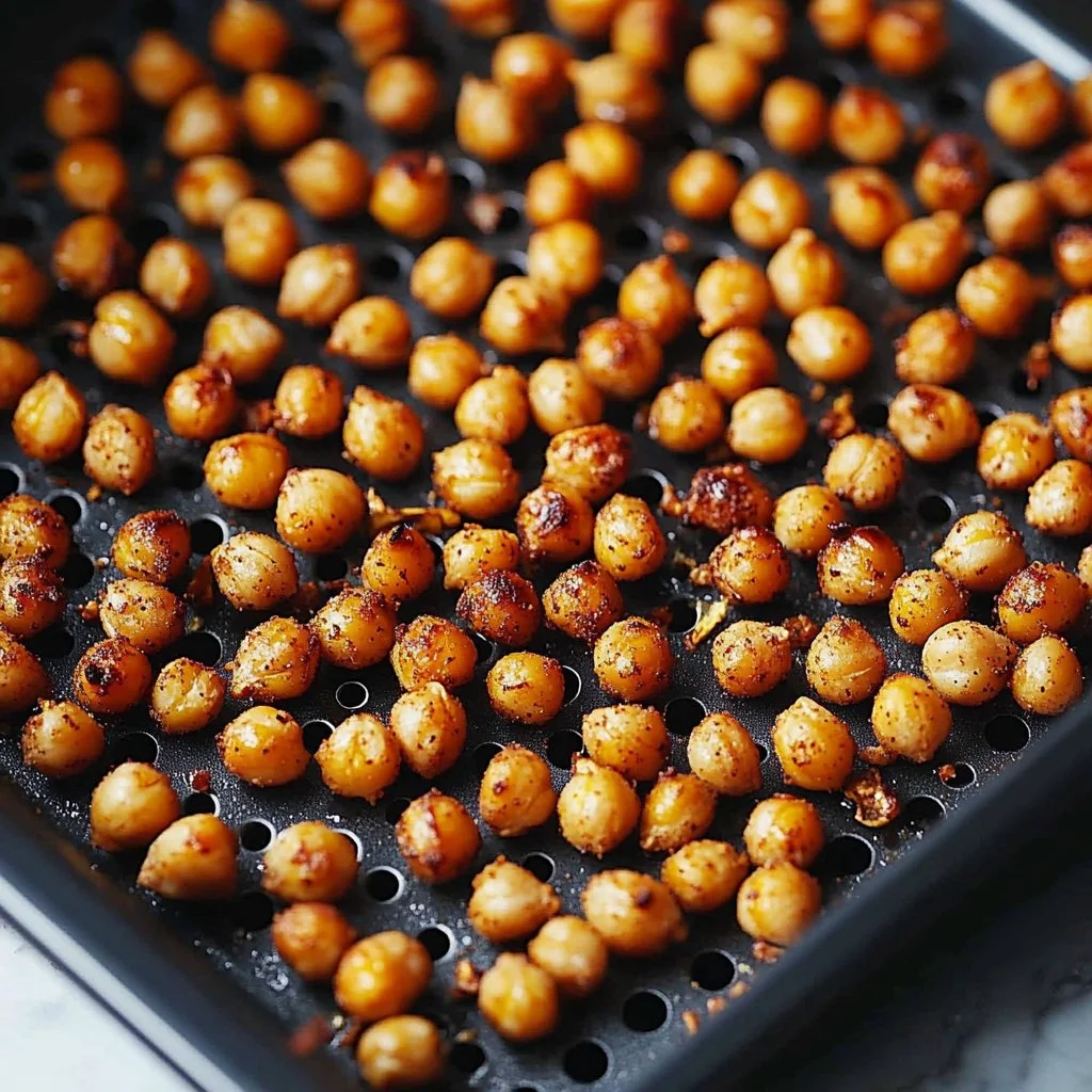 Crispy air fryer chickpeas served in a bowl with spices