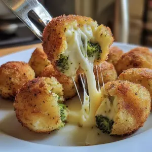 Crispy broccoli mozzarella balls served on a plate, delicious healthy snack