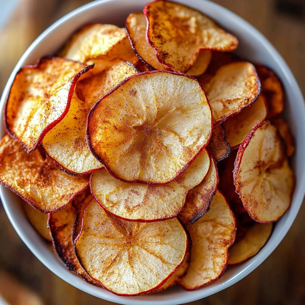 Crispy and flavorful cinnamon apple chips ready to be enjoyed as a healthy snack