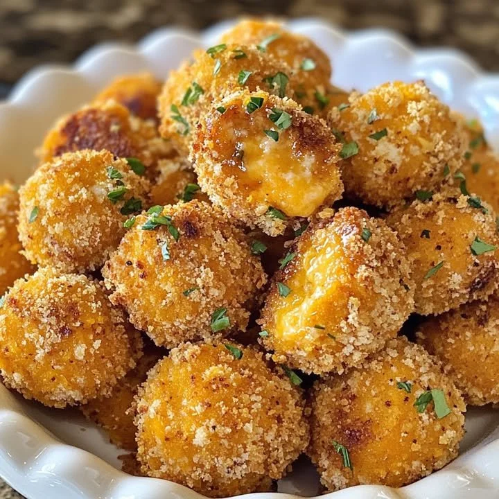 Crispy spicy pumpkin sausage bites served on a platter