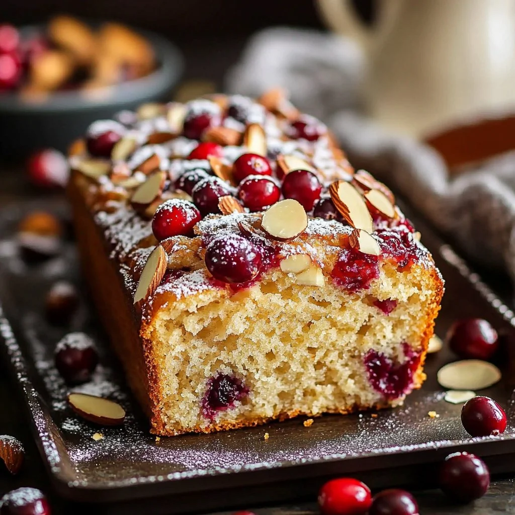 Delicious easy Almond Cherry Bread with a sweet glaze drizzled on top