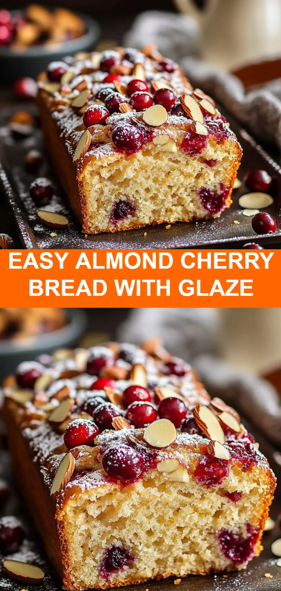 Easy Almond Cherry Bread with Glaze