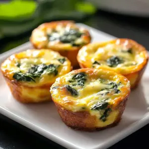 Easy spinach feta egg muffins baked in a muffin tin, garnished with herbs.