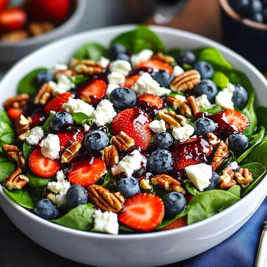 Five-minute strawberry spinach salad with fresh strawberries and spinach