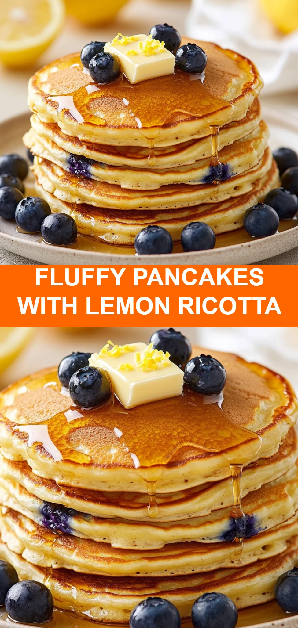 Fluffy Pancakes with Lemon Ricotta