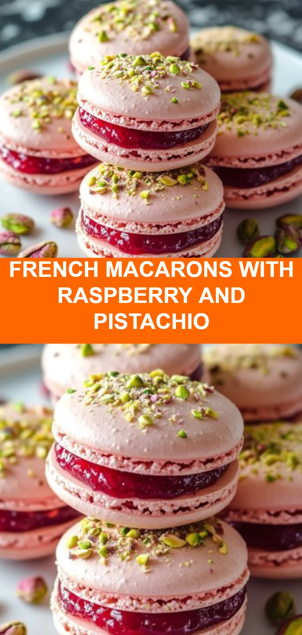 French Macarons with Raspberry and Pistachio