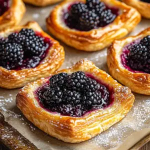 Freshly baked Blackberry Cream Cheese Danish with sweet blackberries and cream cheese filling