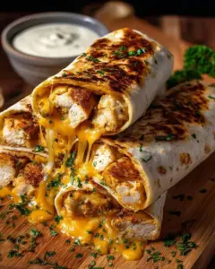 Delicious Garlic Chicken Cheese Wraps served with fresh ingredients
