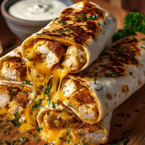 Delicious Garlic Chicken Cheese Wraps served with fresh ingredients
