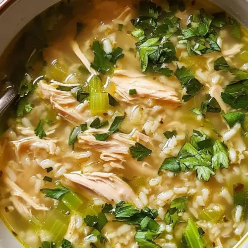 Delicious bowl of Ginger Chicken Rice Soup with fresh ginger and chicken.
