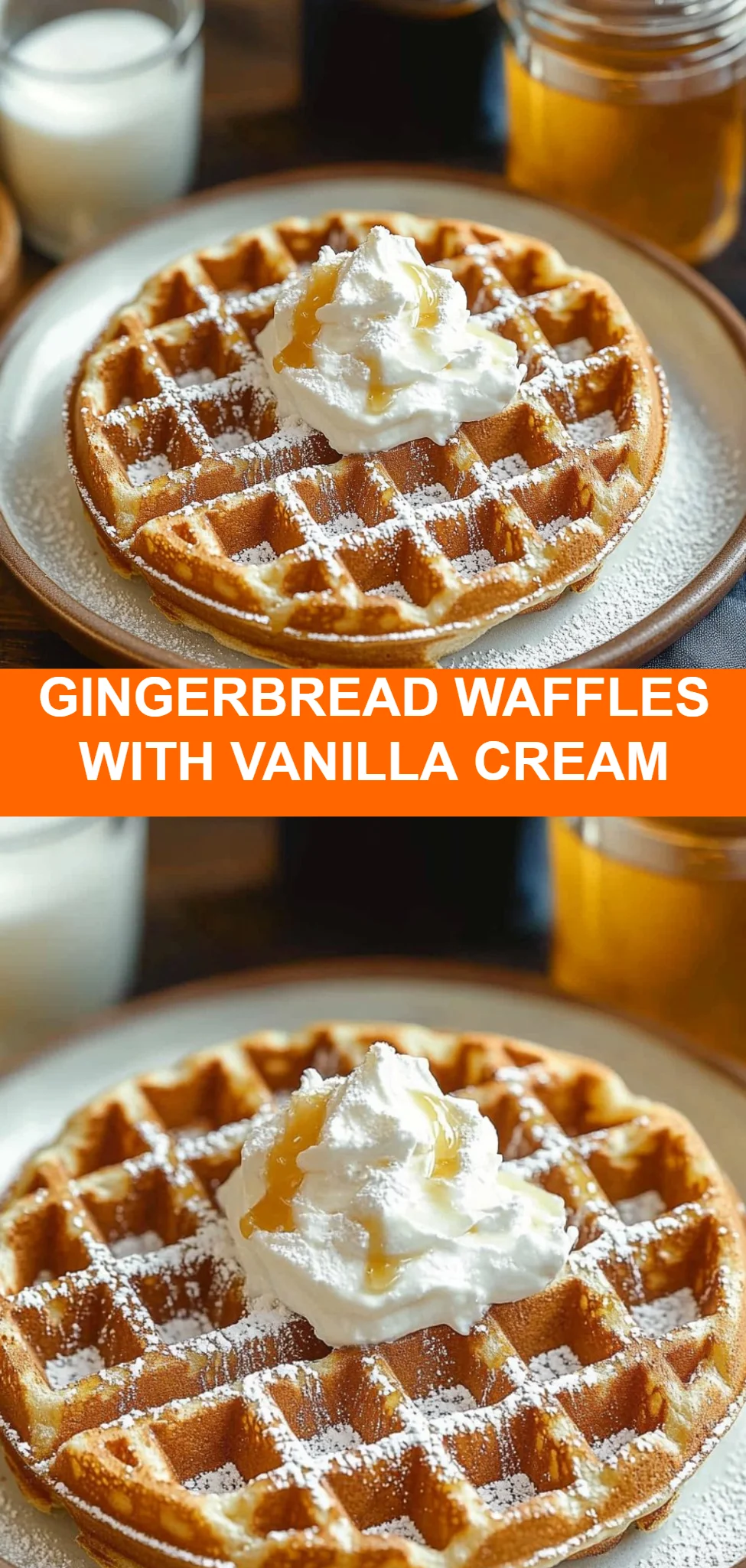 Gingerbread Waffles with Vanilla Cream