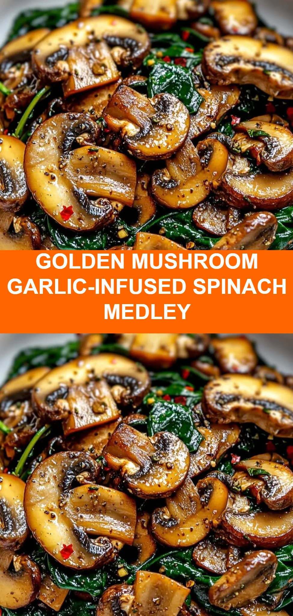 Golden Mushroom Garlic-Infused Spinach Medley