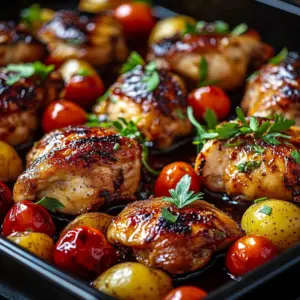 Hawaiian Pineapple Chicken Sheet Pan ready to serve