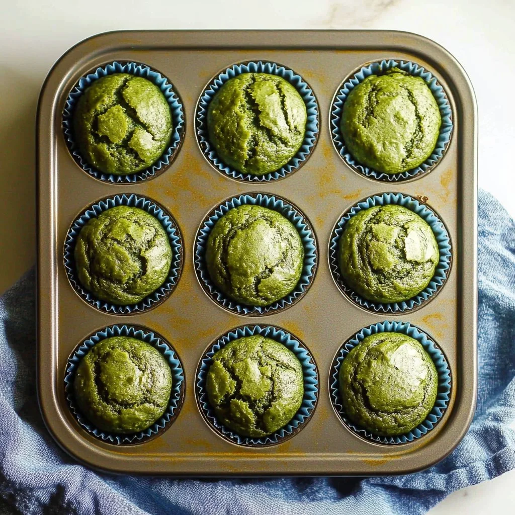 Healthy spinach muffins baked fresh for kids, nutritious and moist.