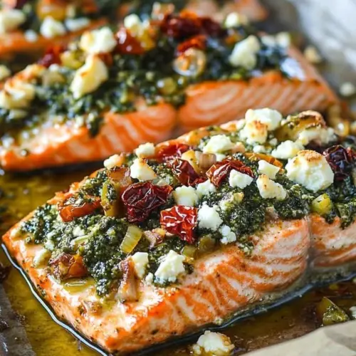Healthy salmon fillet with colorful Mediterranean vegetables on a plate