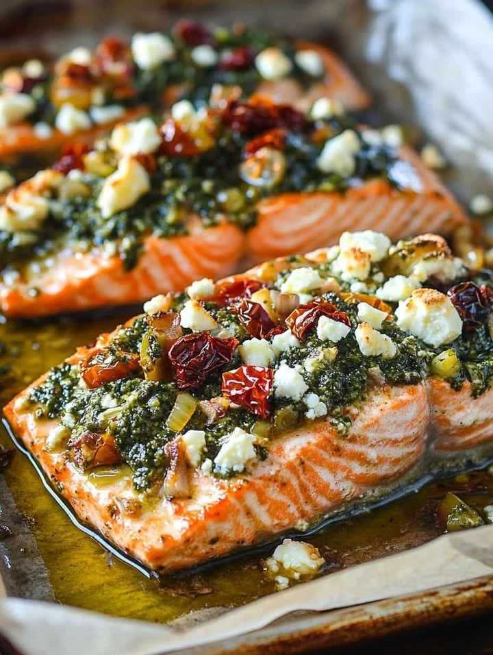 Healthy salmon fillet with colorful Mediterranean vegetables on a plate