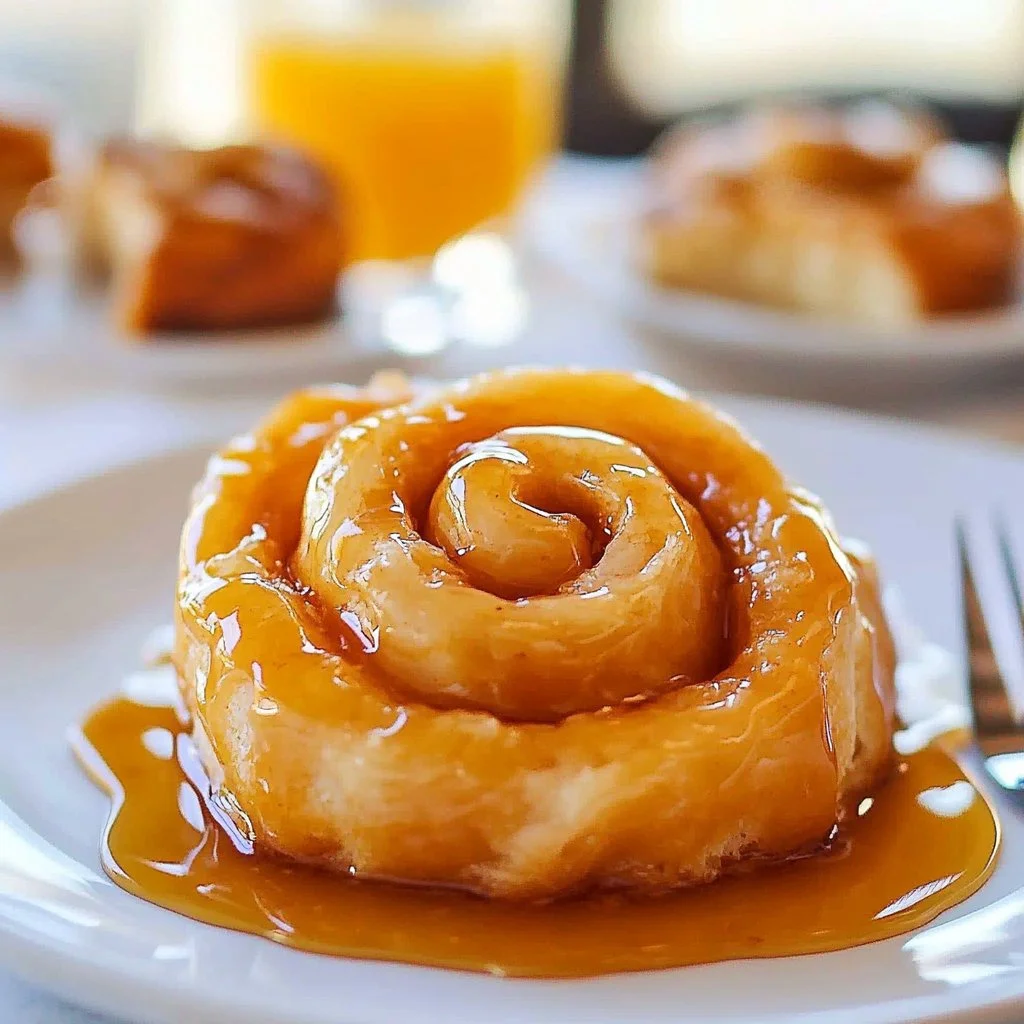 Homemade glazed orange rolls topped with sweet orange icing