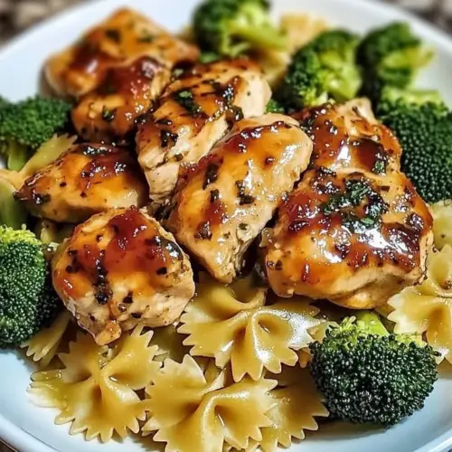 Lemon Butter Cowboy Bowtie Chicken served with fresh herbs