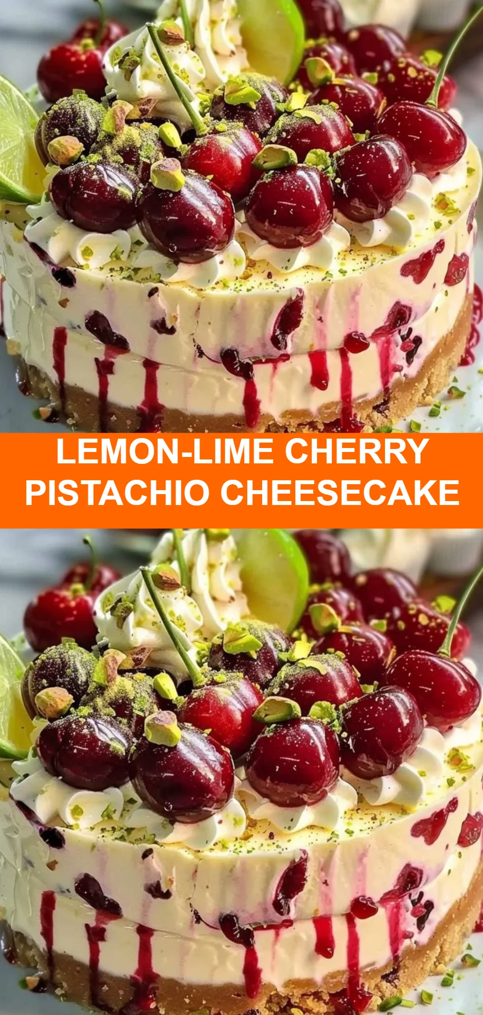 Lemon-Lime Cherry Pistachio Cheesecake