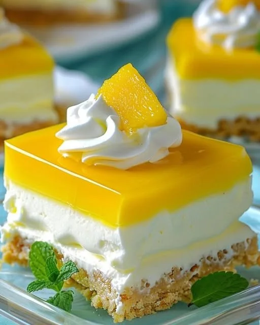 Lemon no-bake cheesecake bars topped with lemon zest on a white plate