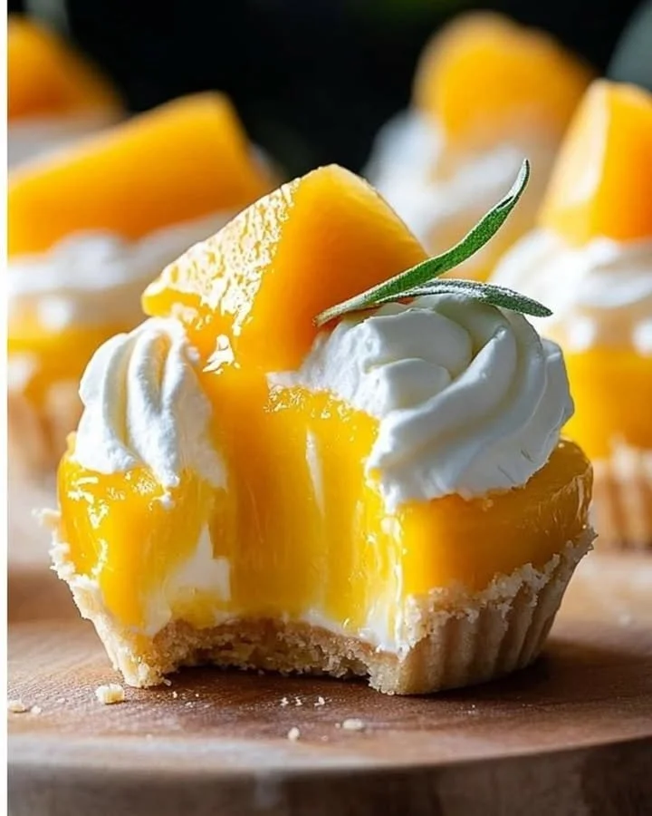 Mini eggless no-bake mango cheesecakes dessert in a glass