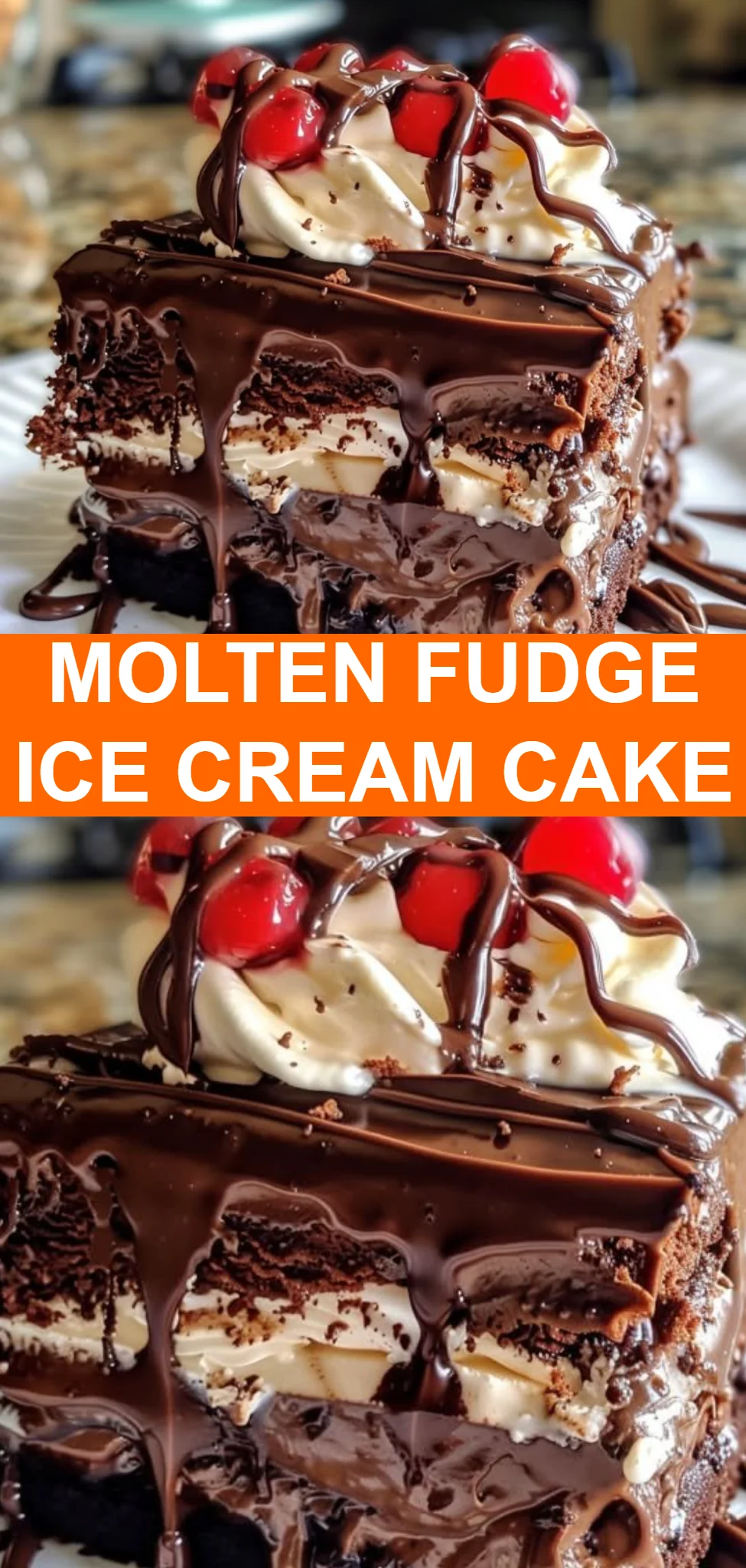 Molten Fudge Ice Cream Cake