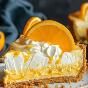 Delicious no bake orange creamsicle cheesecake with a creamy texture