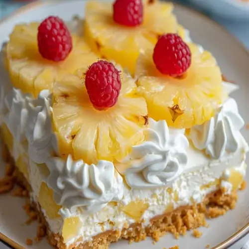 Delicious No-Bake Pineapple Heaven Cheesecake with tropical flavors