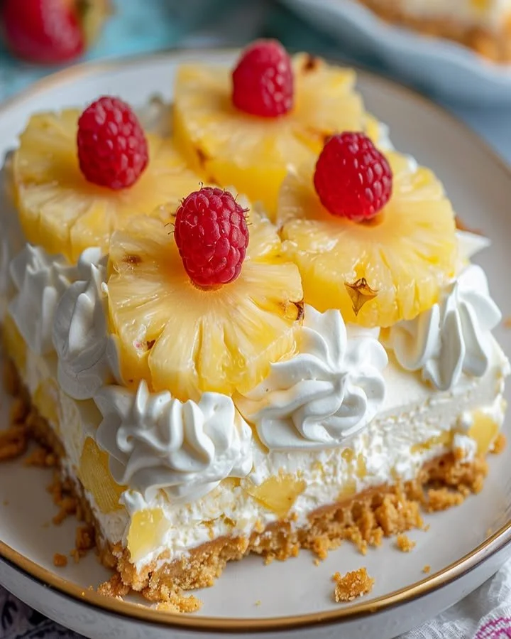 Delicious No-Bake Pineapple Heaven Cheesecake with tropical flavors